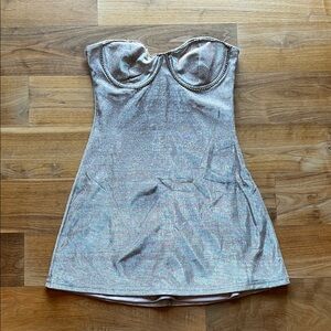 Gold Sparkly Strapless Mini Dress